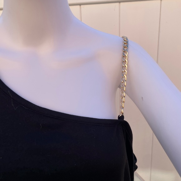 NWT OMT FASHIONS BLACK GOLD CHAIN SHOULDER TANK TOP SIZE XXL 2X - Picture 3 of 4